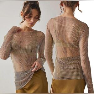 NWOT Free People Filter Finish long sleeve New Year party festival top size XS